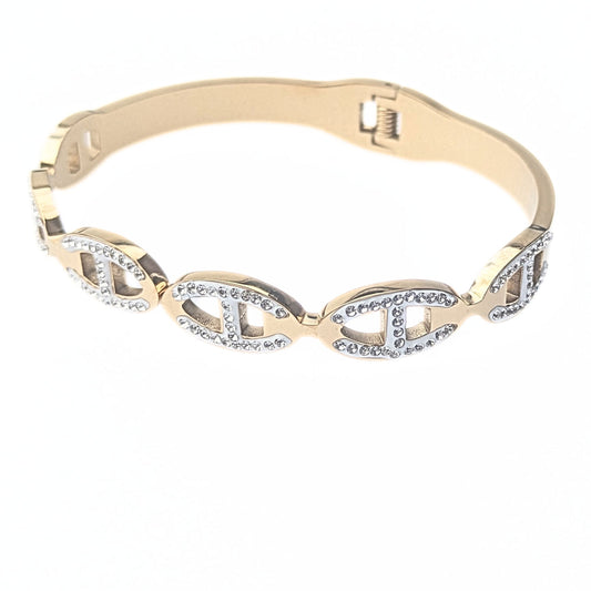 Gold plated and crystal inset H design bangle