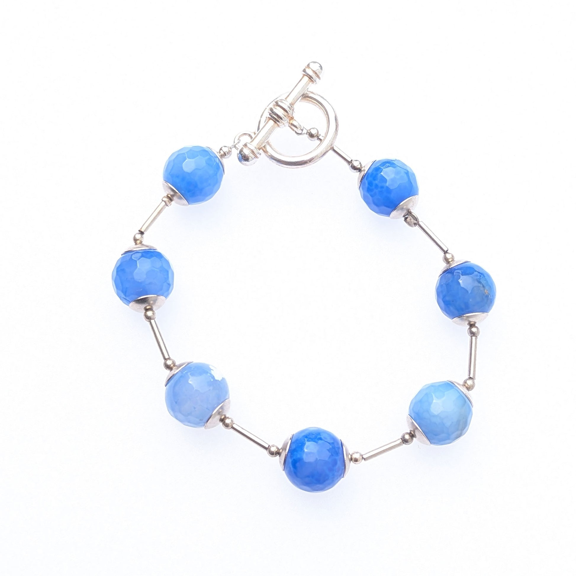Blue fire agate orb bracelet