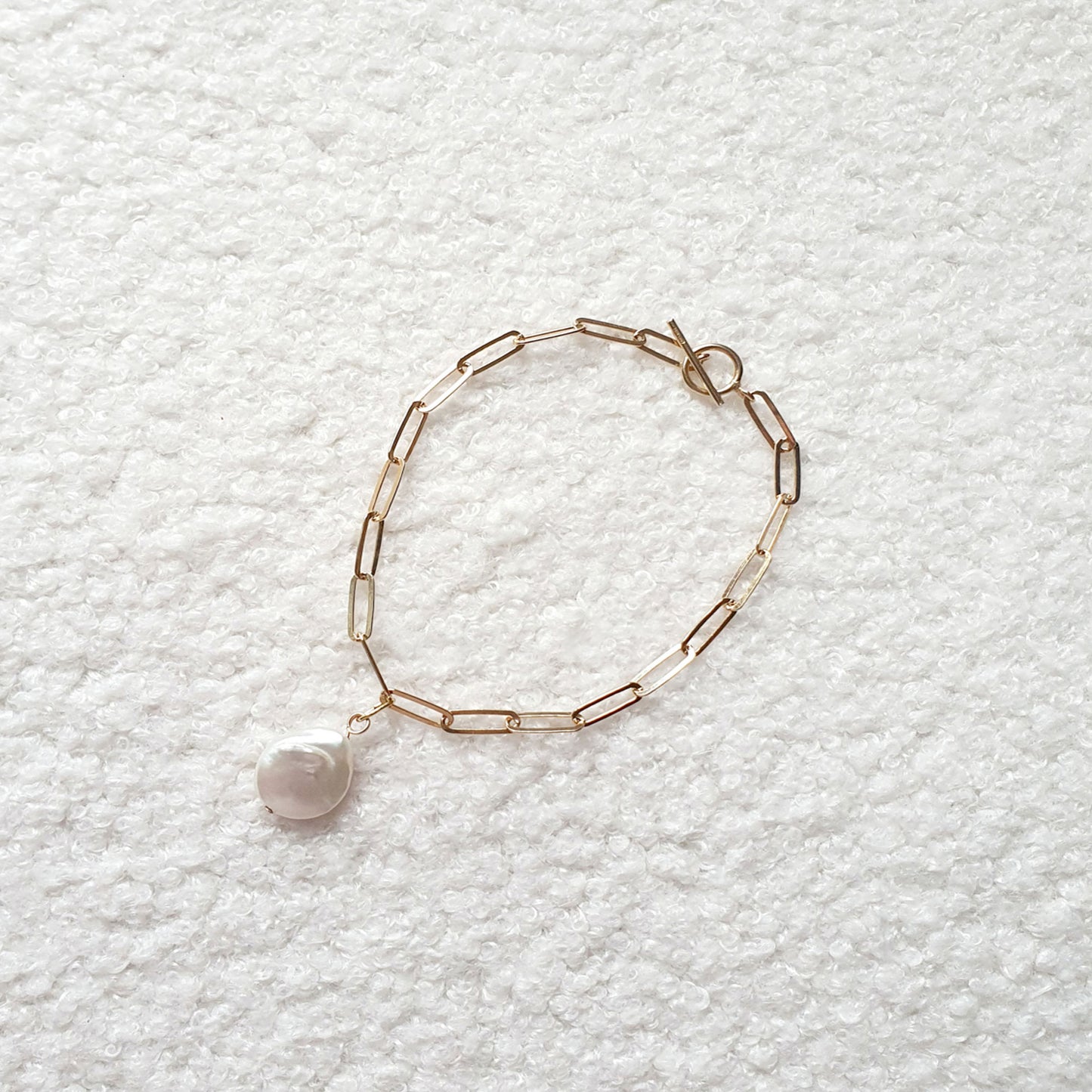 Gold vermeil freshwater pearl charm bracelet