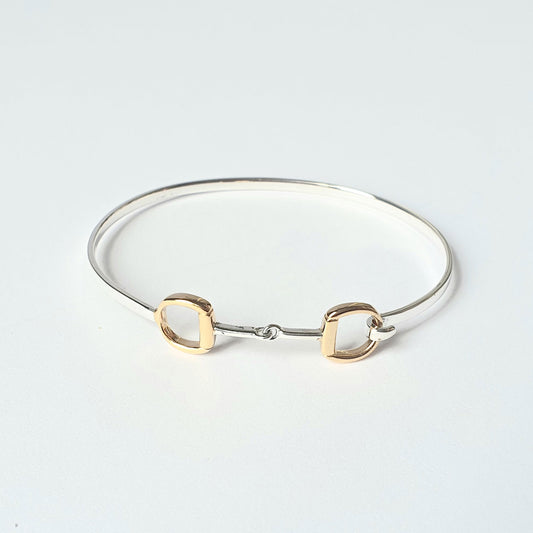 Sterling silver cuff with gold vermeil snaffle bit