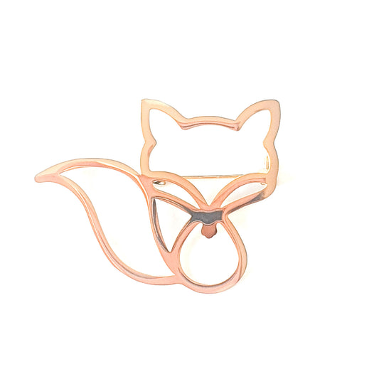 Gold plated fox silhouette brooch