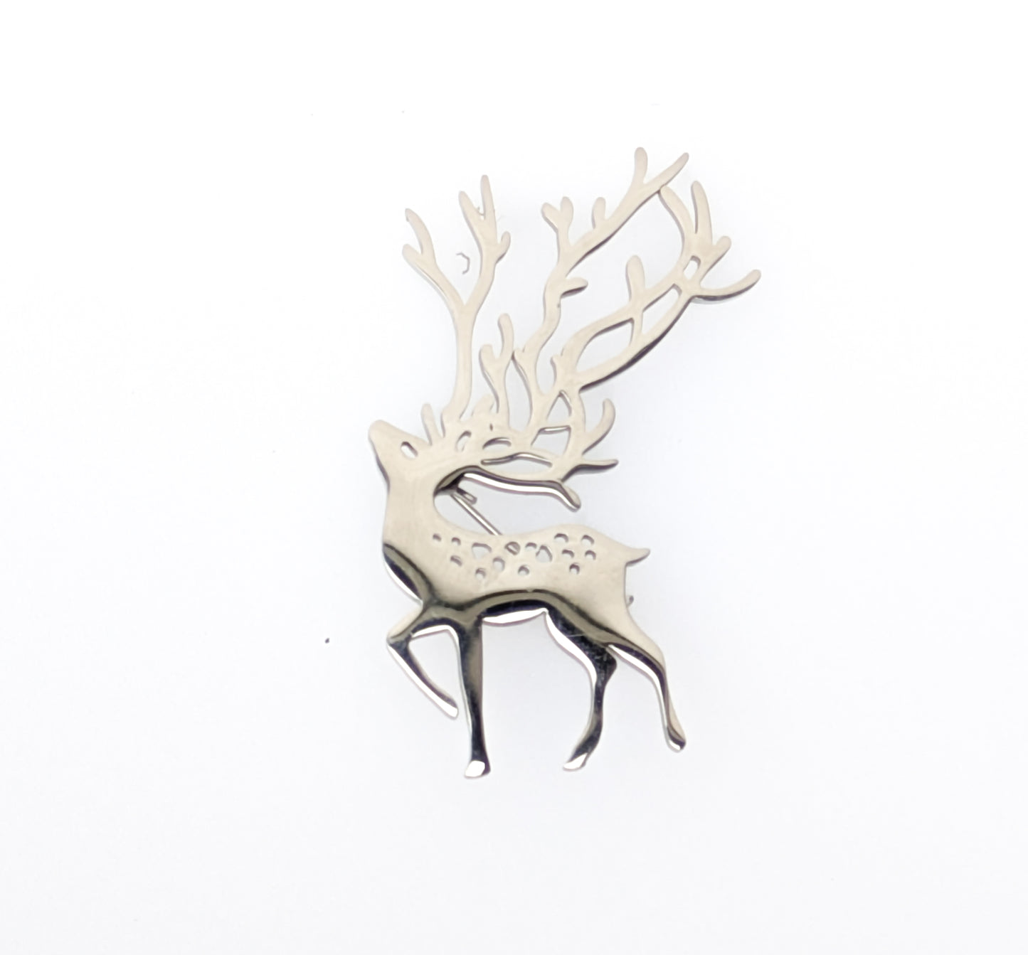 Silver plated stag brooch
