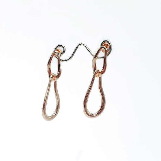 Double teardrop gold plated hoop earrings