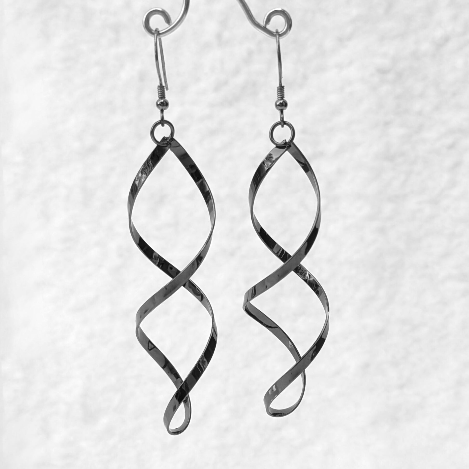 Black plated double spiral earrings
