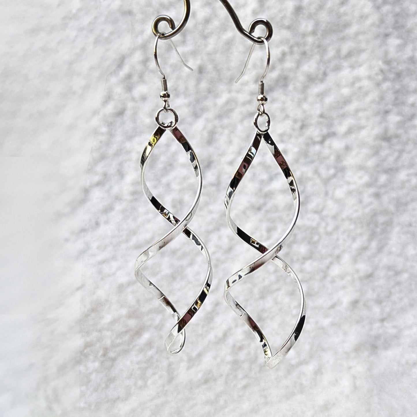 Silver plated double spiral earrings