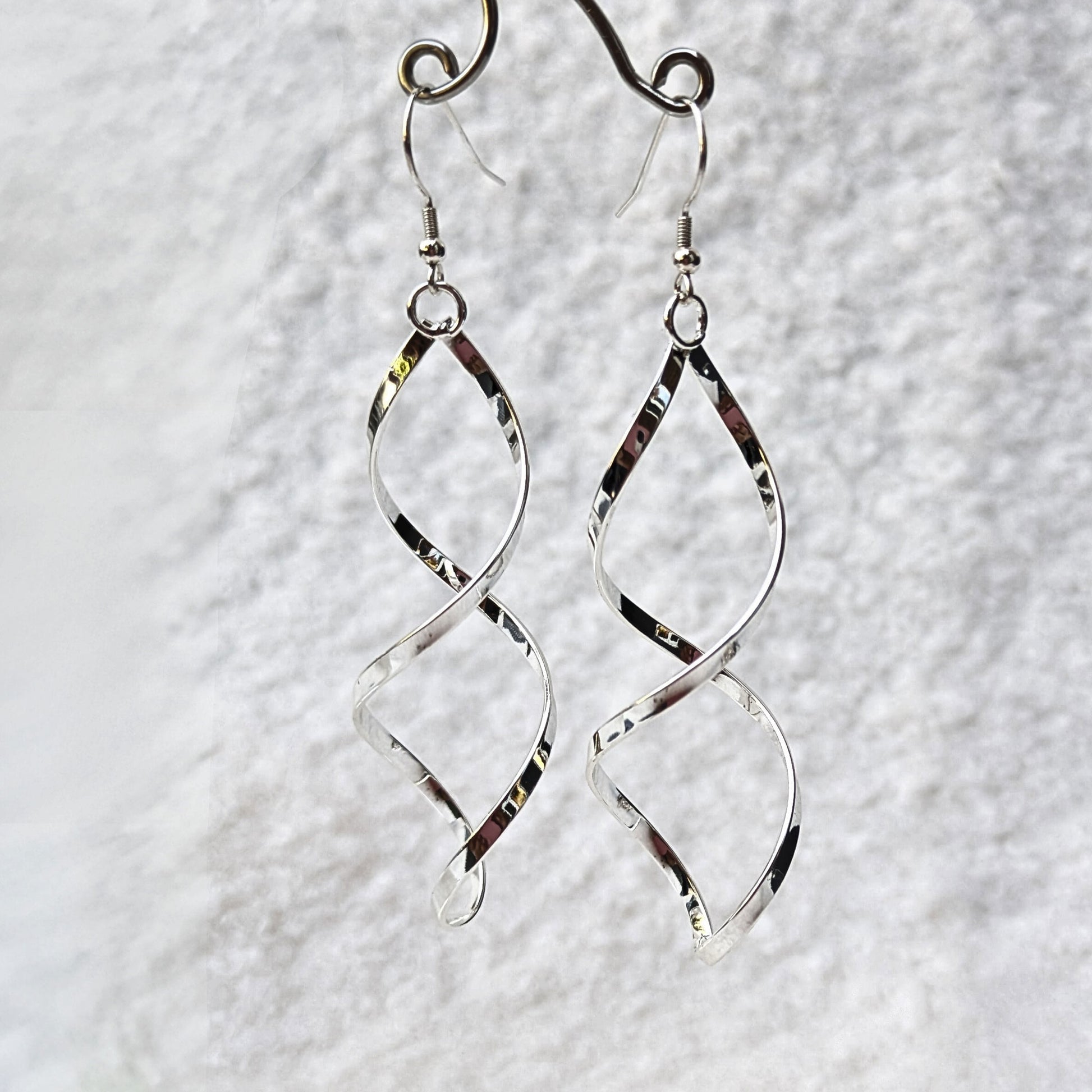 Silver plated double spiral earrings