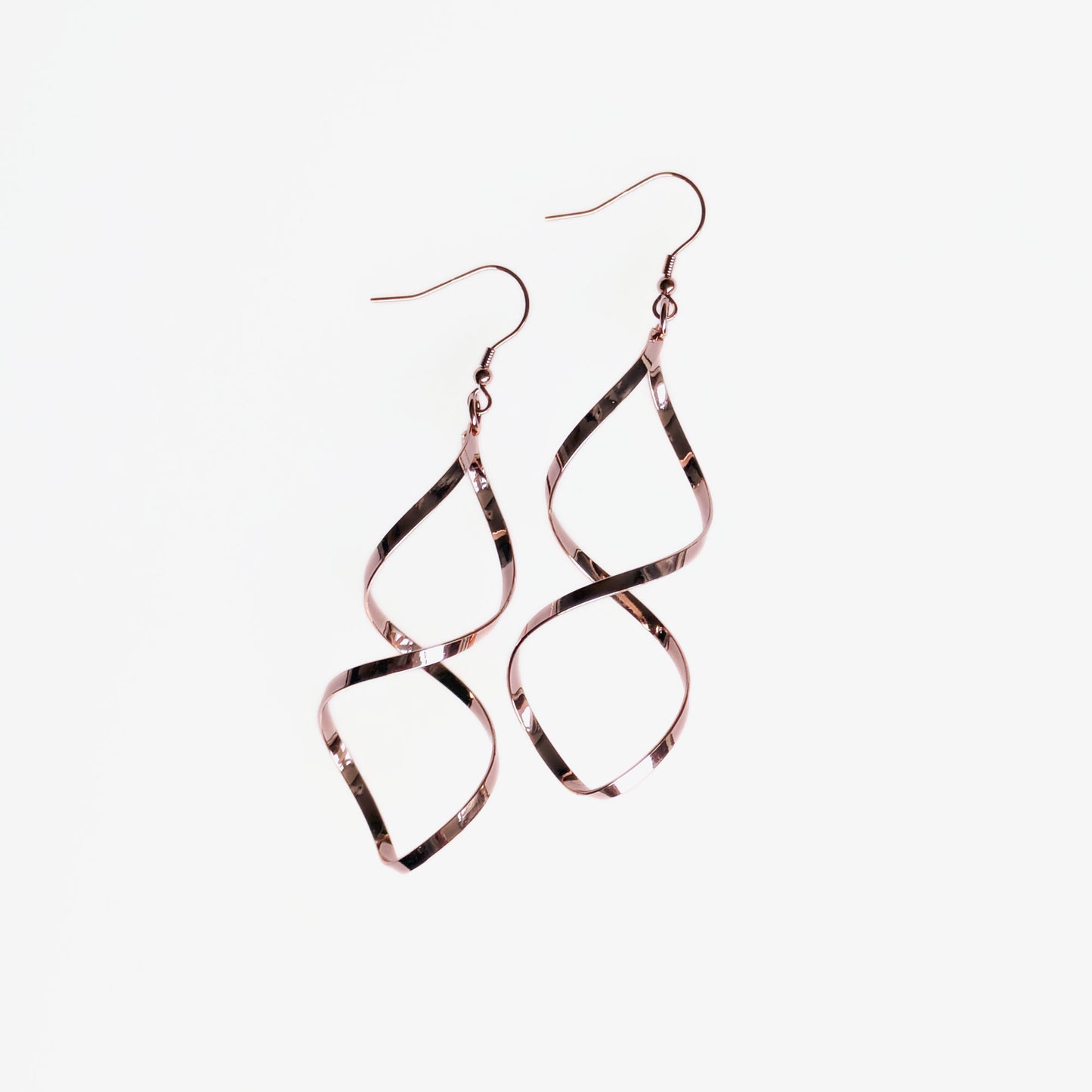 Rose gold plated double spiral earrings