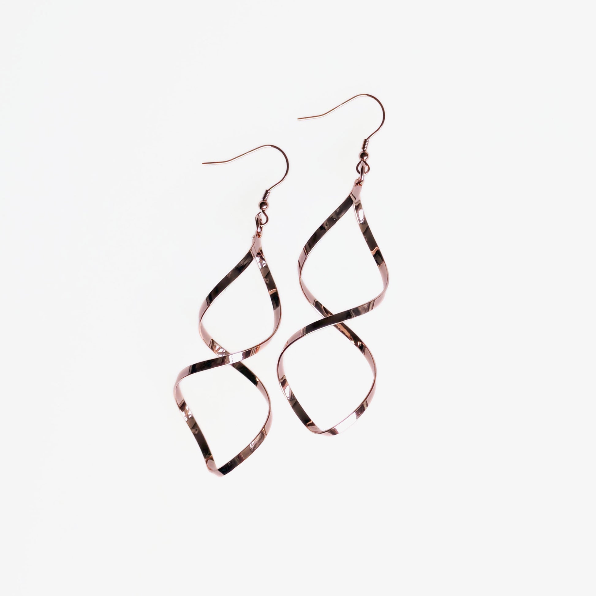 Rose gold plated double spiral earrings