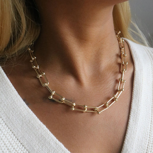 Gold plated chunky links necklace