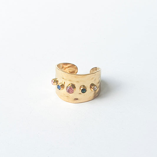 Gold plated curve crystal ring