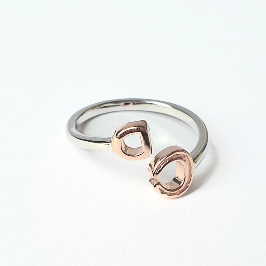 Open horseshoe & stirrup ring gold vermeil