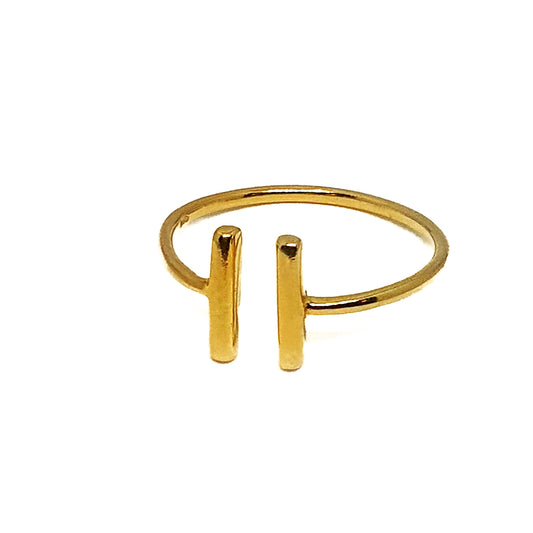 Open T ring 18ct gold vermeil