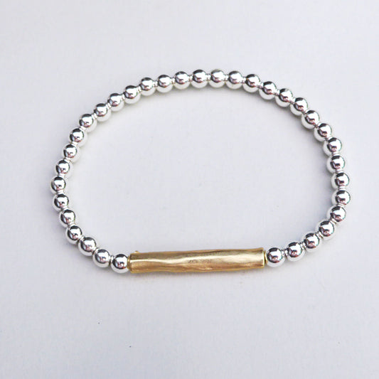 Gold plated metal bar & hematine bracelet