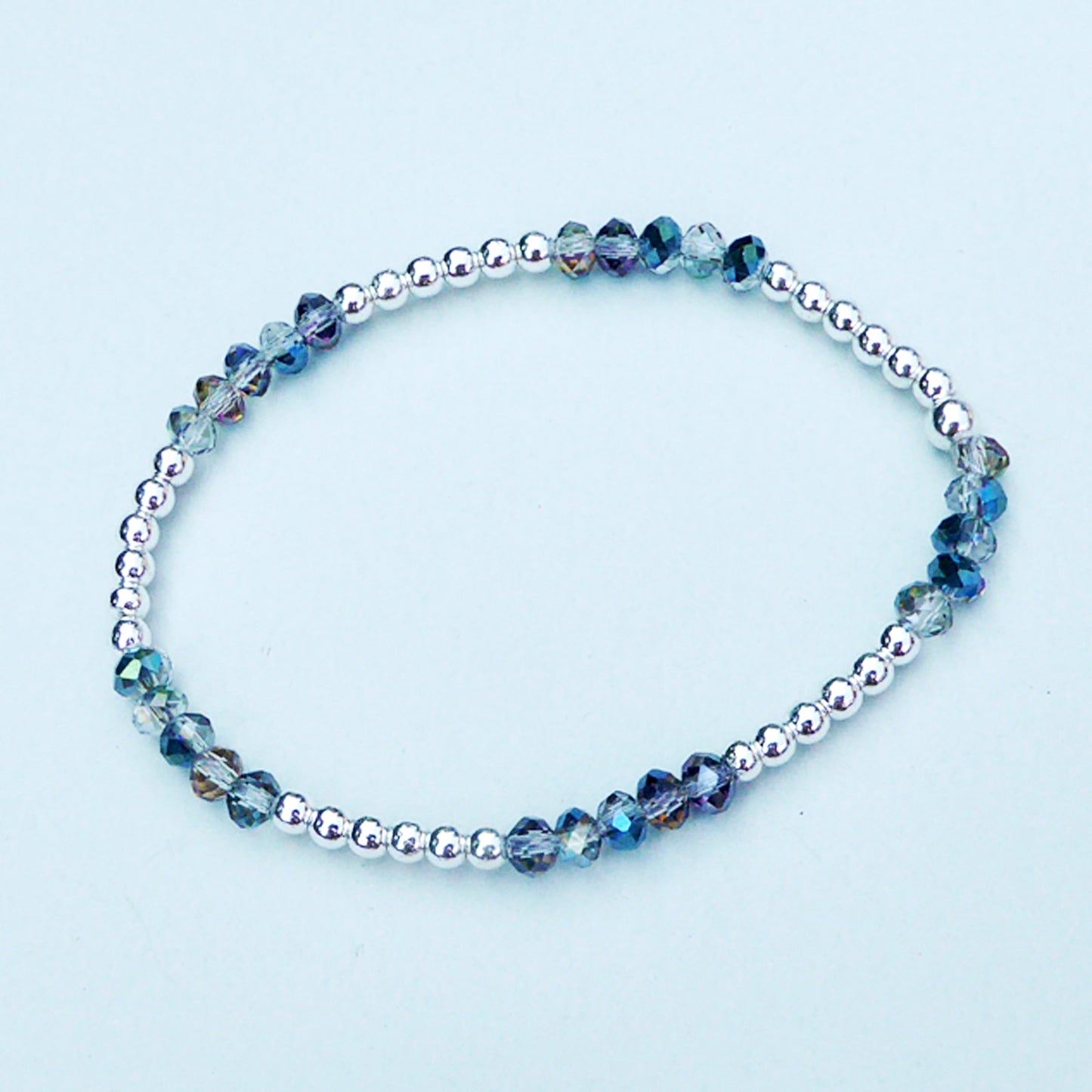 Petrol coloured crystal insets bracelet