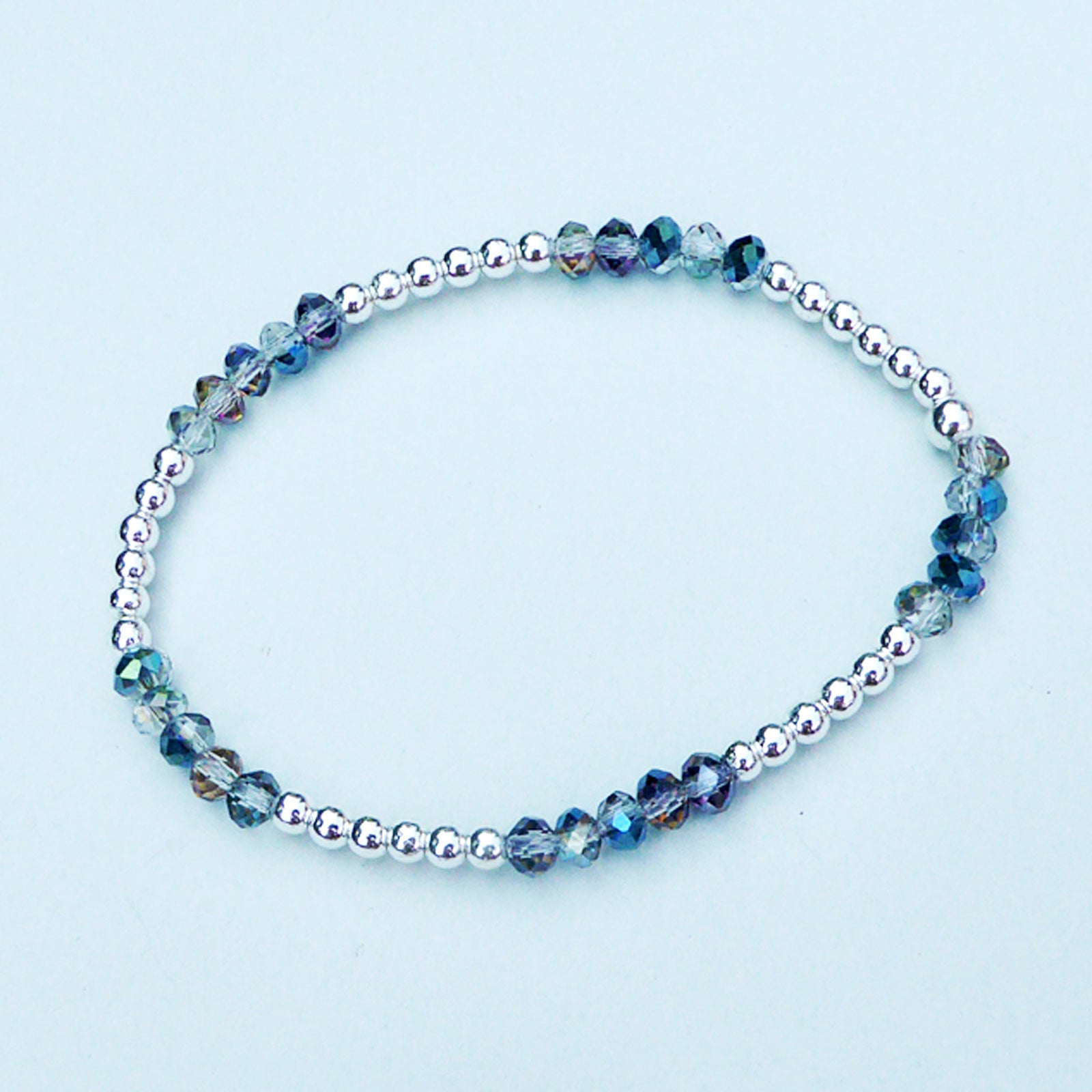 Petrol coloured crystal insets bracelet