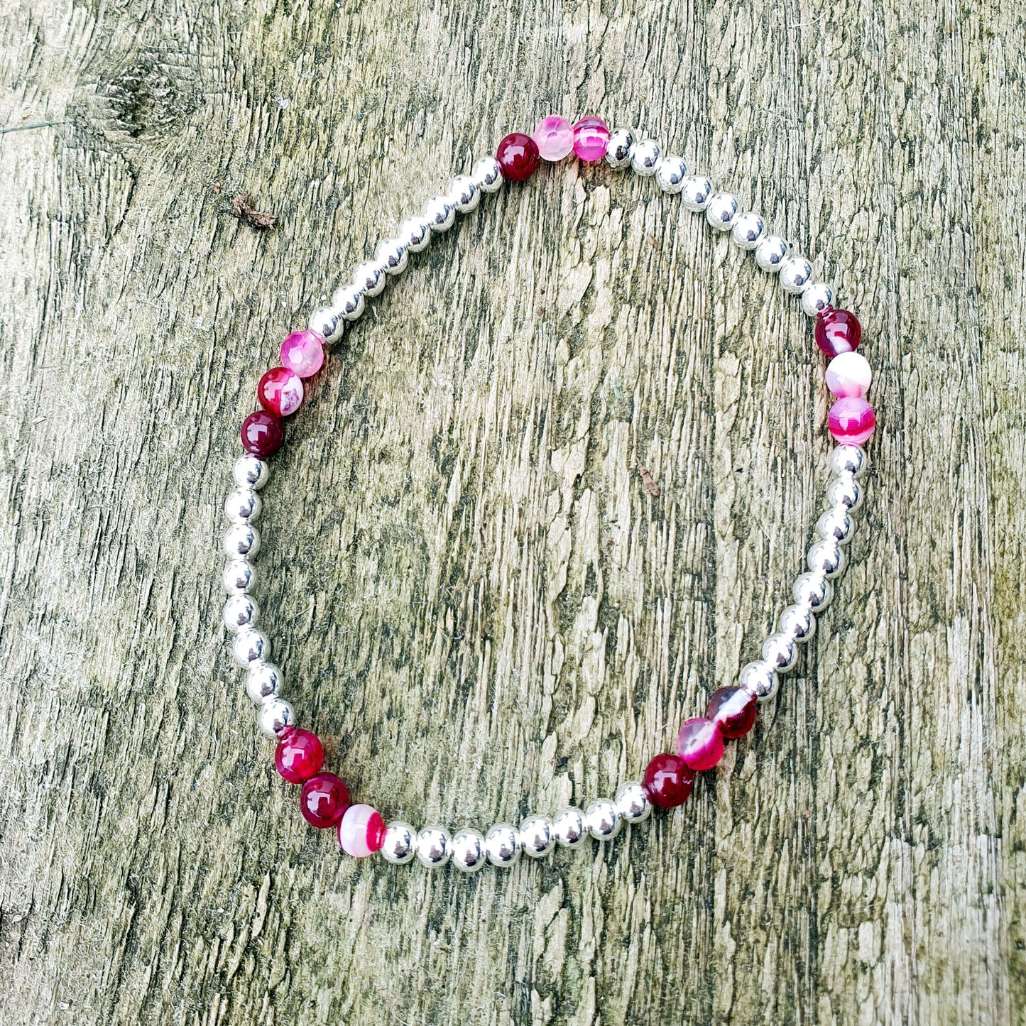 Pink agate inset bracelet