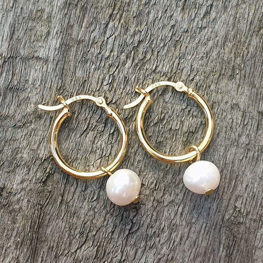 Freshwater Pearl  Hoop Earrings
