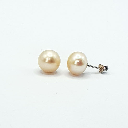 Peach freshwater pearl stud earrings