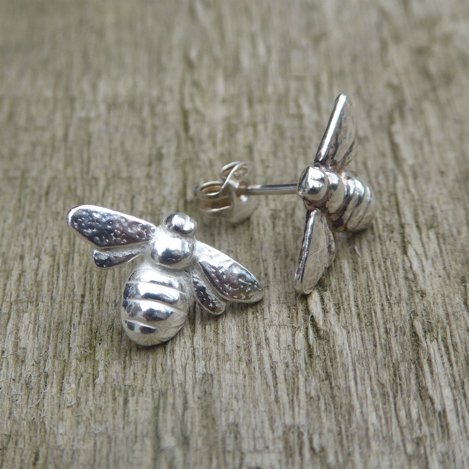 Sterling silver bee studs