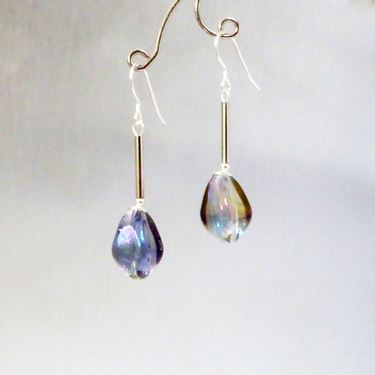 AB crystal long drop earrings