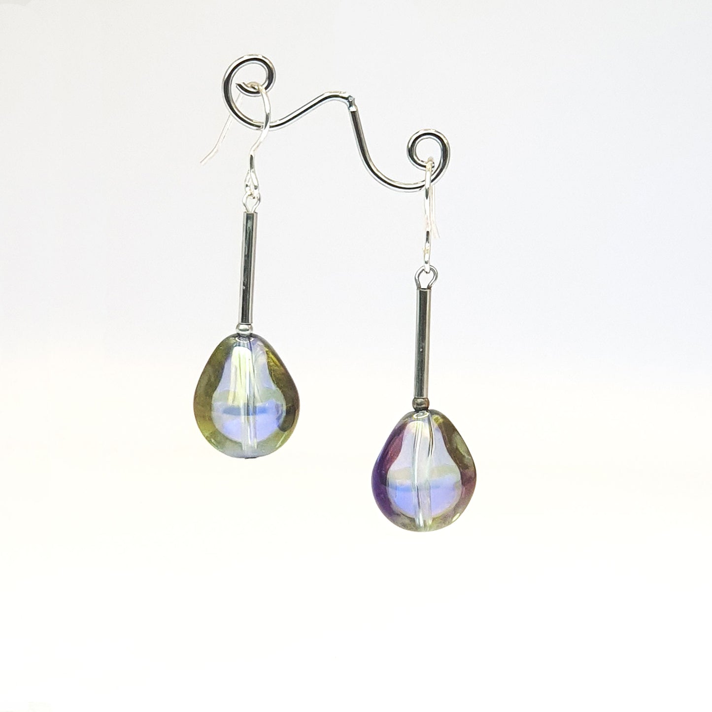 AB crystal long drop earrings