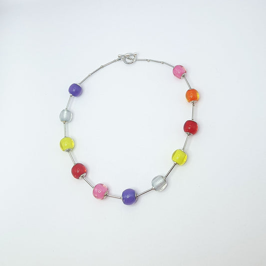 Rainbow Zsiska orb necklace