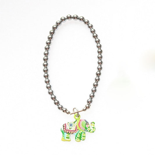 Enamel Elephant Charm Bracelet