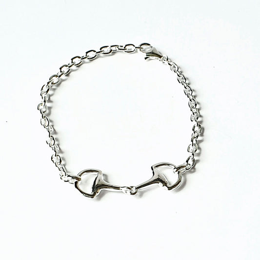 Sterling silver single snaffle on chain bracelet