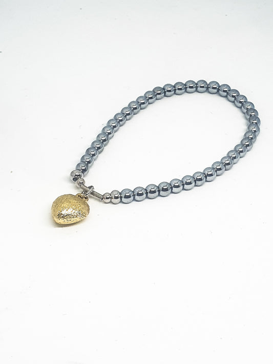 Gold plated heart charm bracelet