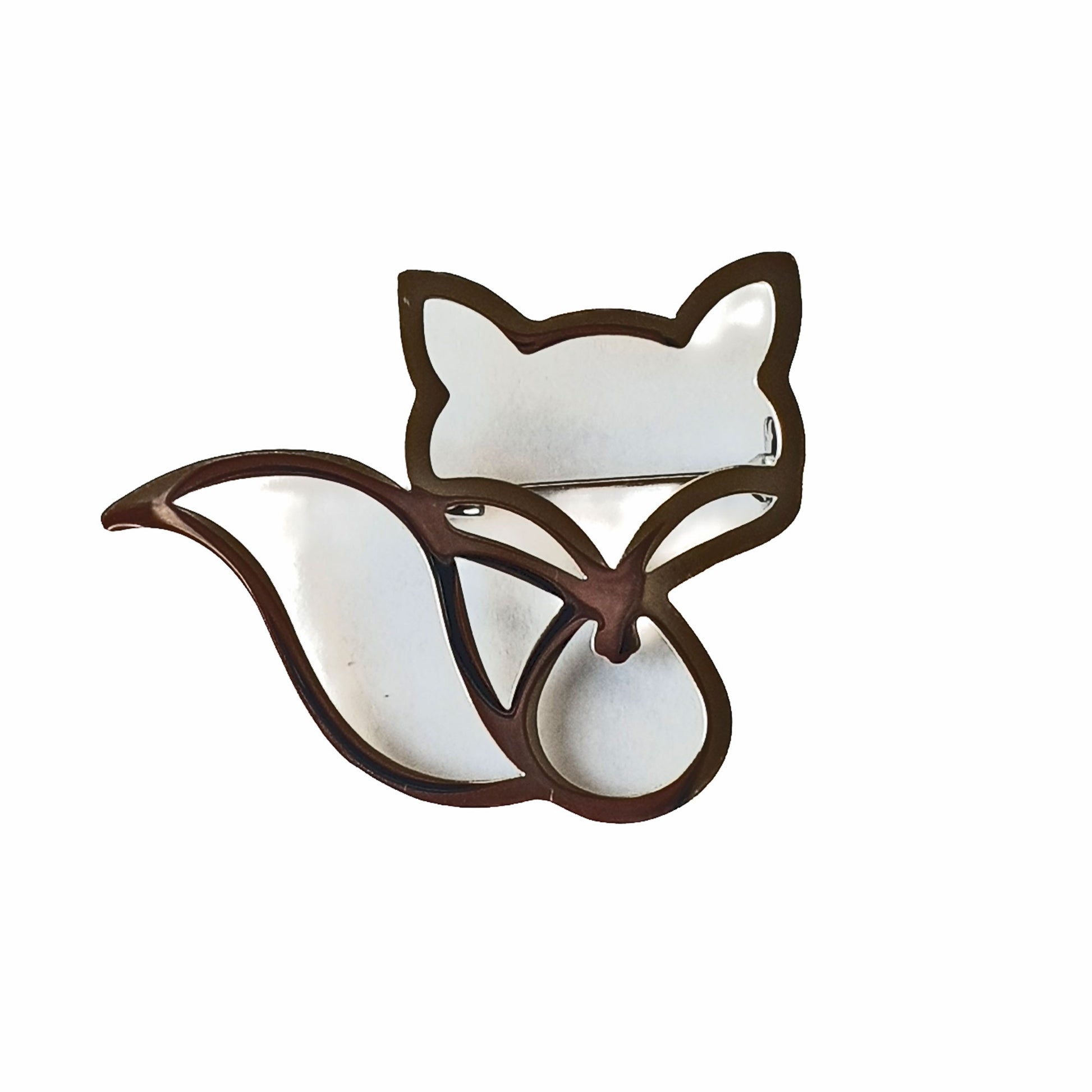 Silver plated fox silhouette brooch