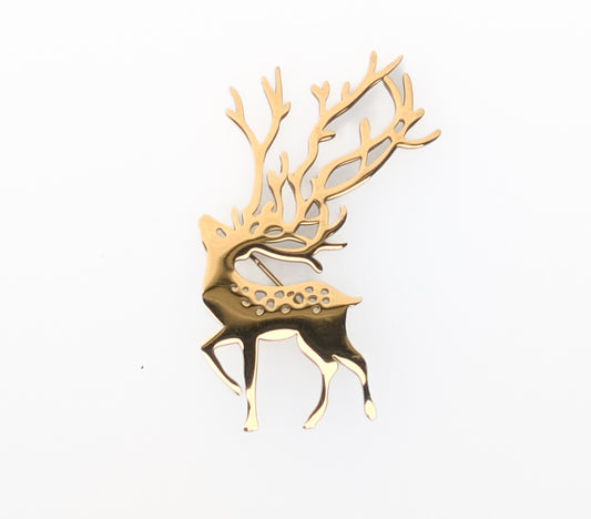 Gold plated stag brooch