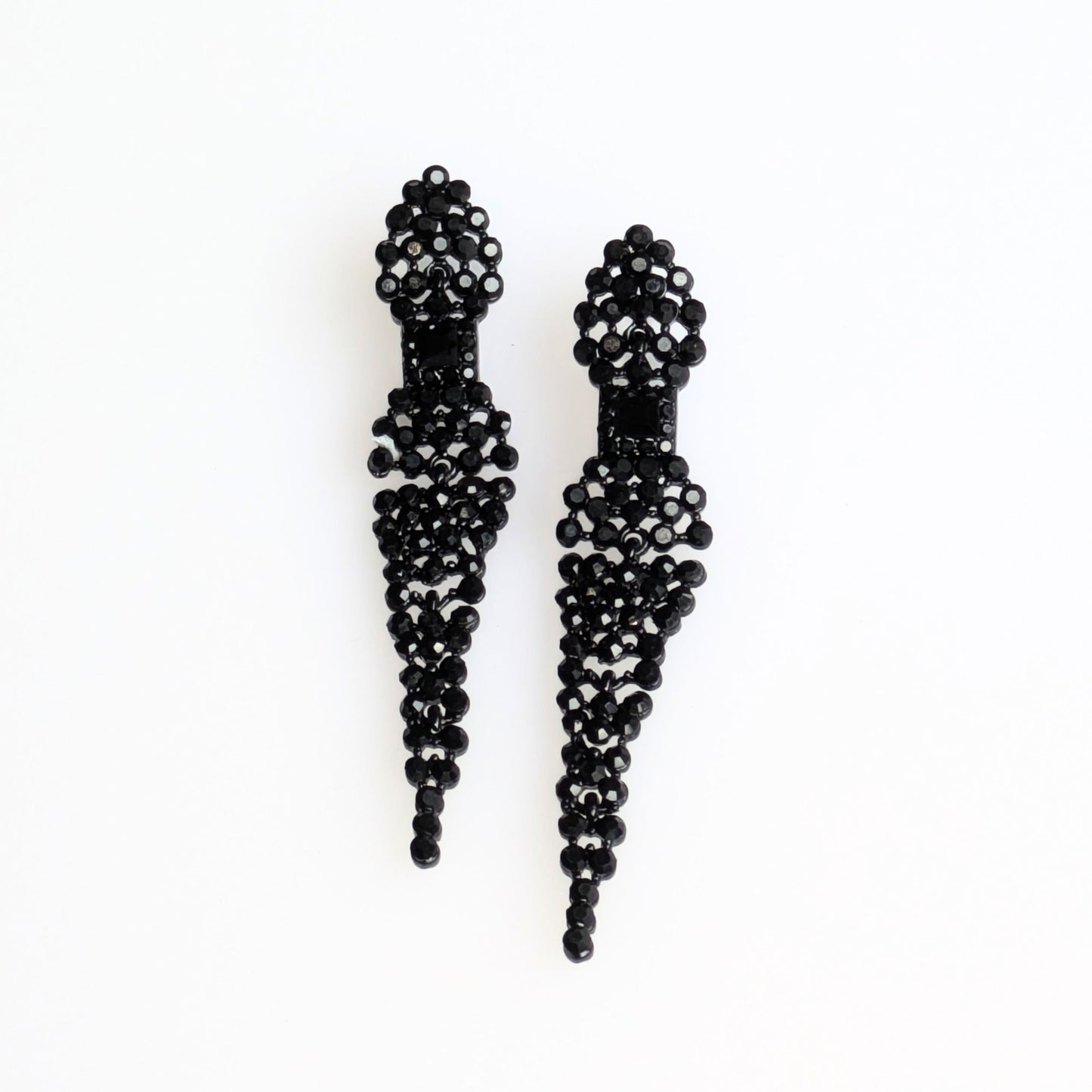 Black diamante long earrings