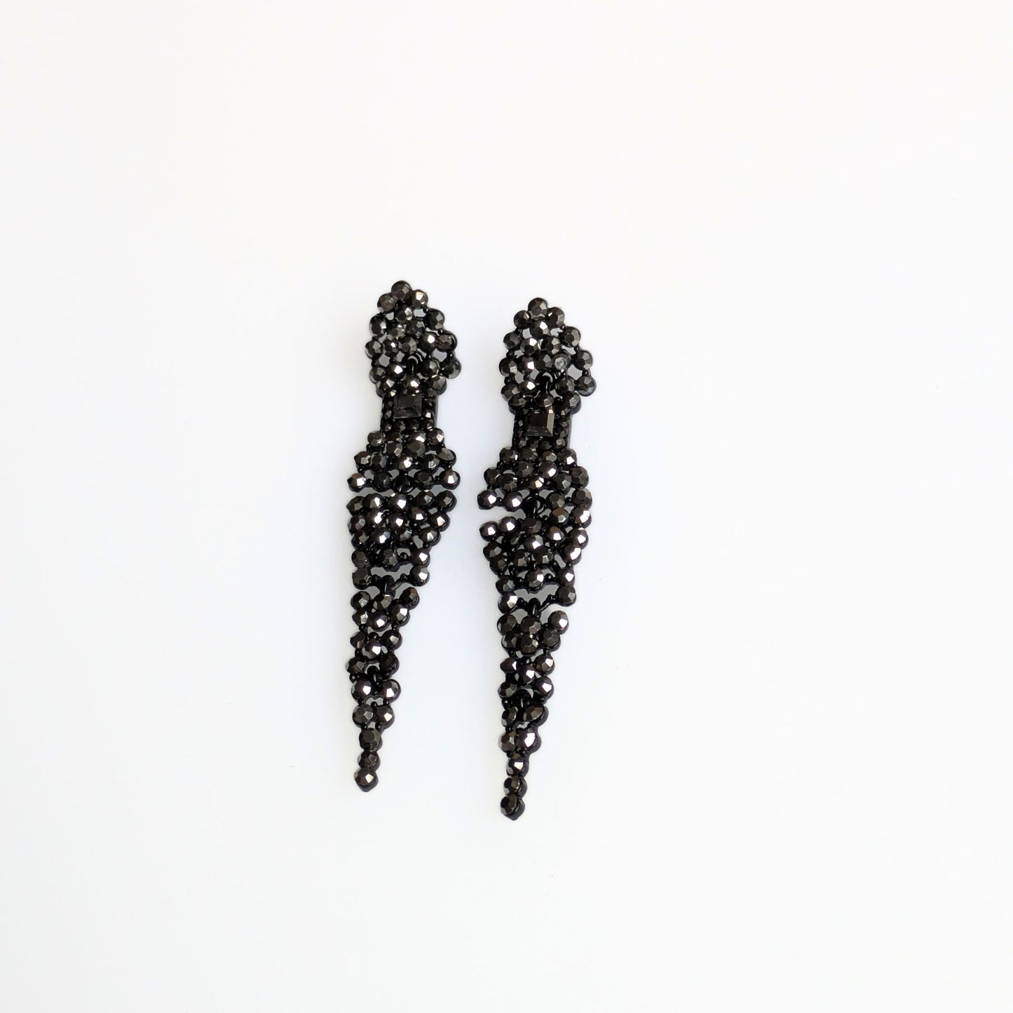 Gunmetal diamante long earrings