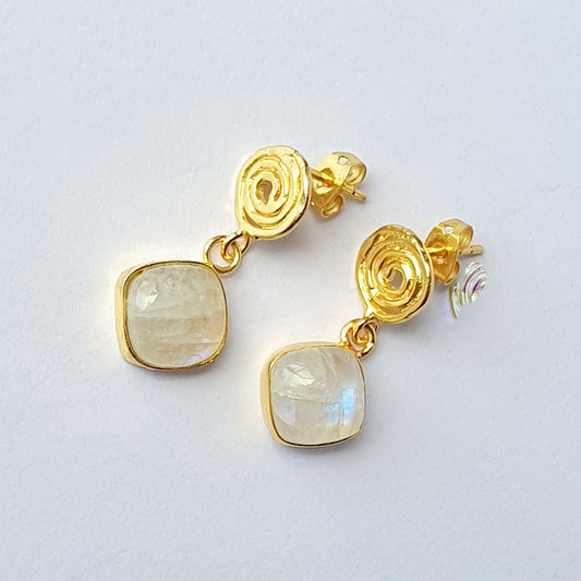 Moonstone Gold Plated Drop Earrings