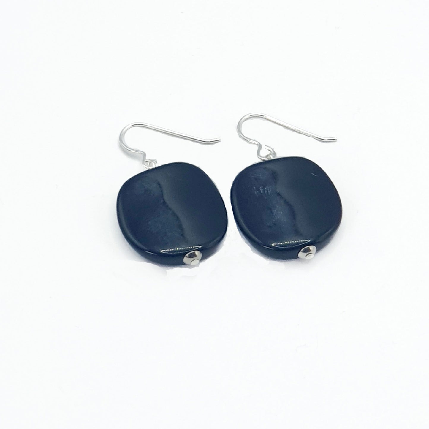 Resin pebble earrings in black