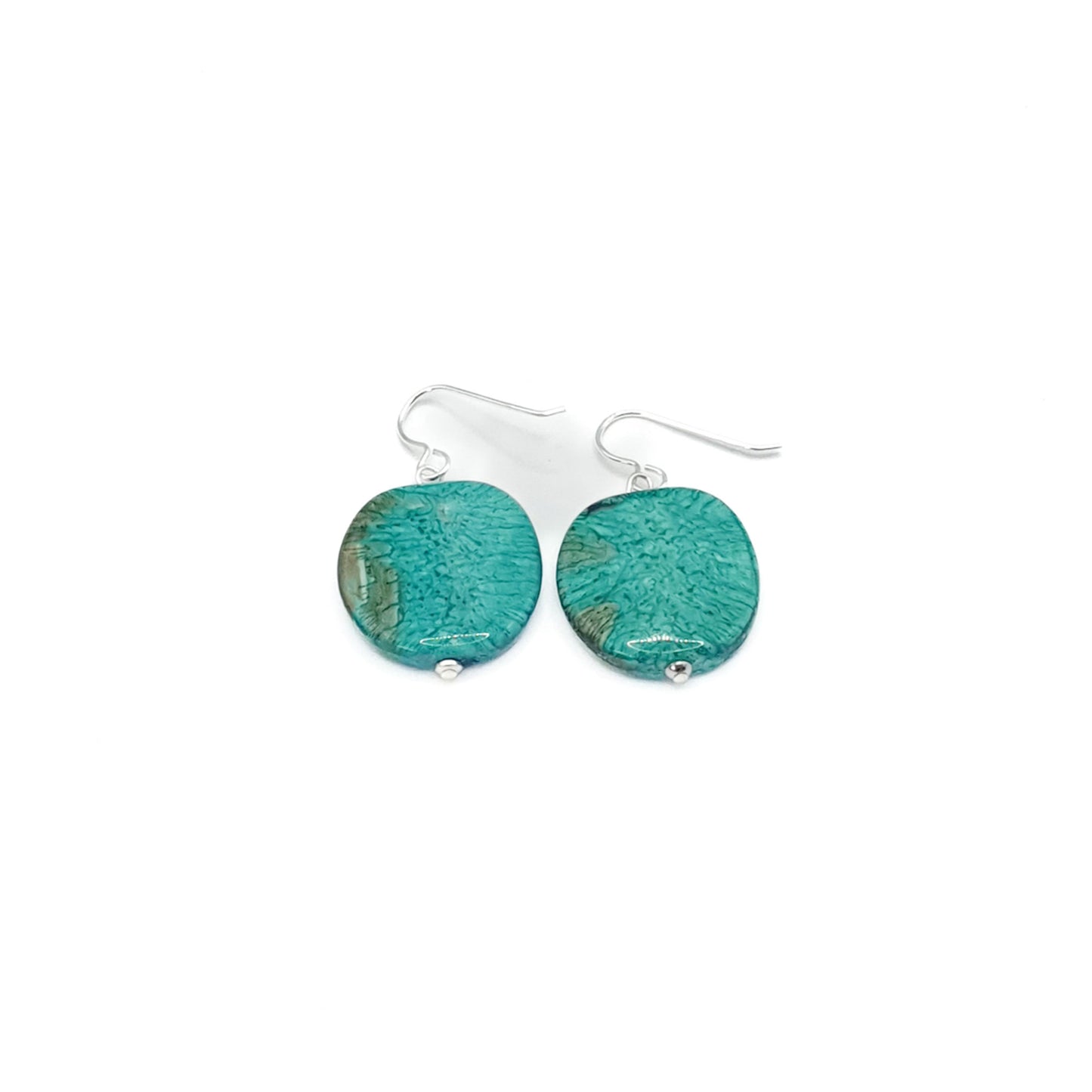 Resin pebble earrings in turquoise