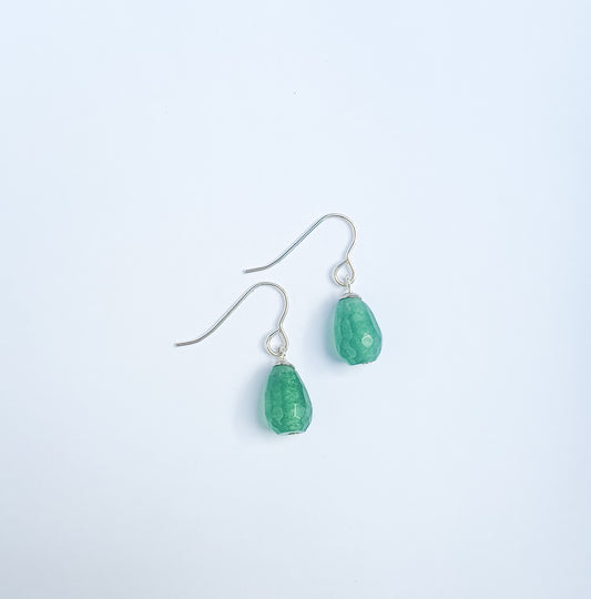 Green Agate Teardrop Earrings
