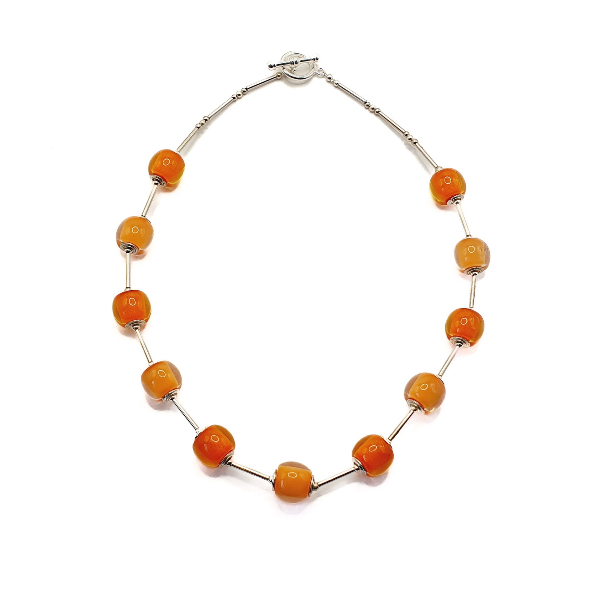 Zsiska orb necklace in soft and deep orange shades