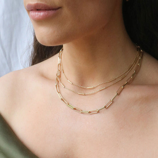 Triple strand gold plated necklace