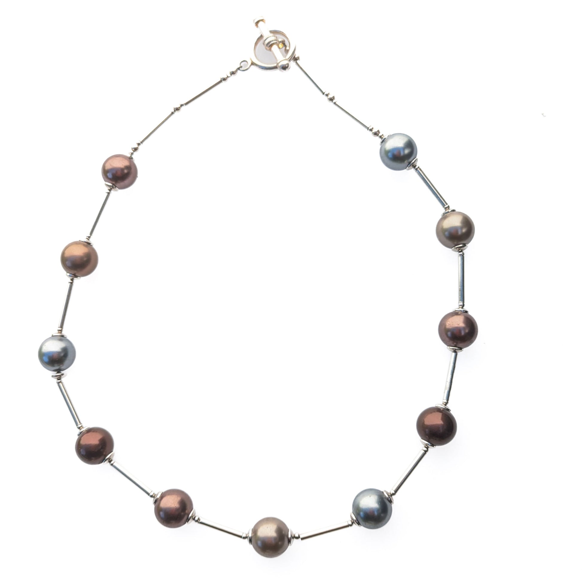 Glass pearl orb-style necklace in autumn shades