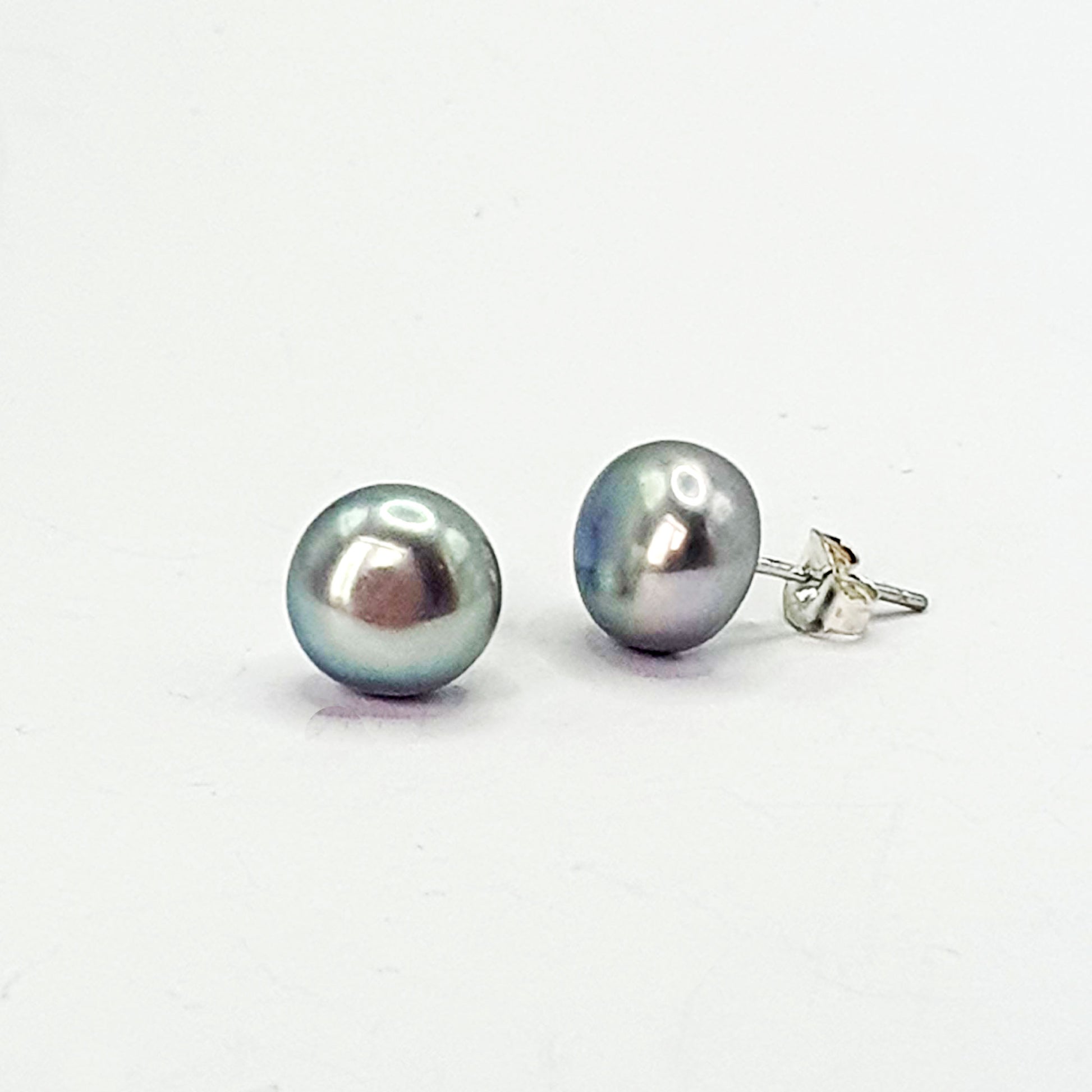 Grey freshwater pearl stud earrings