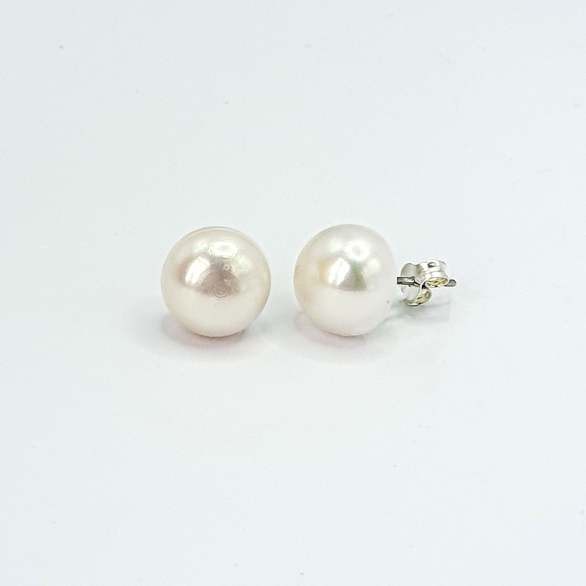 White freshwater pearl stud earrings