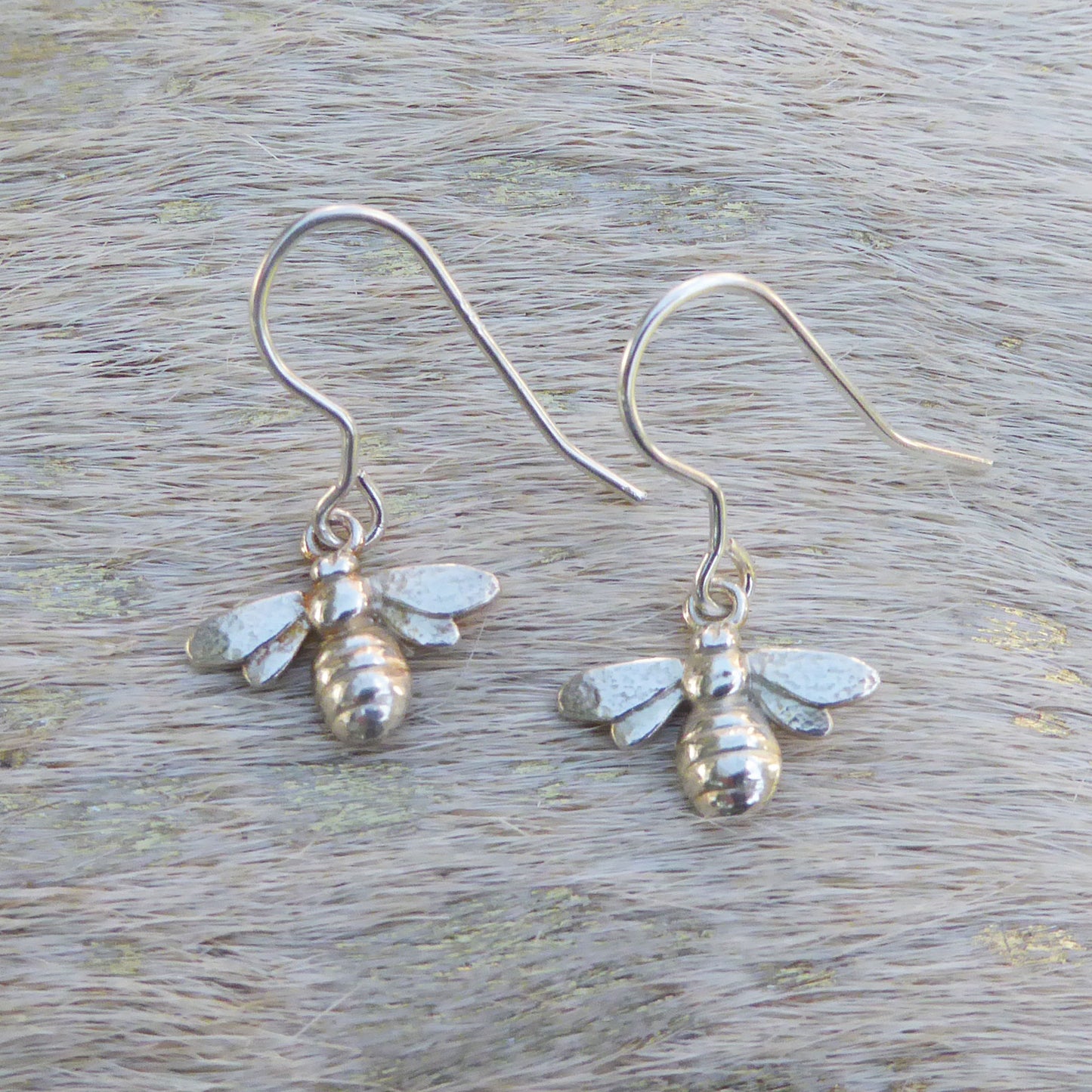 Sterling silver bees on a short ear wire