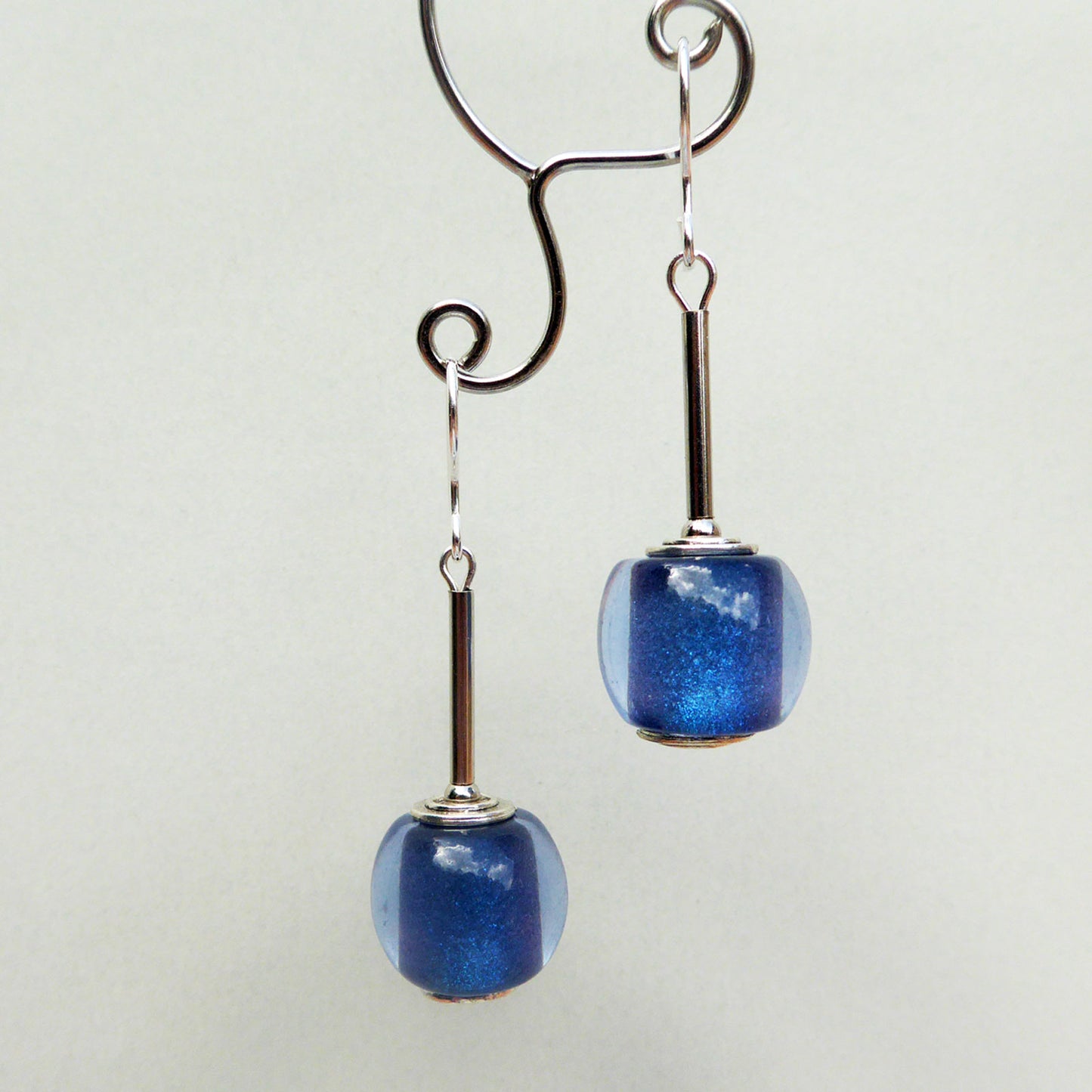 Dark blue Zsiska long drop earrings