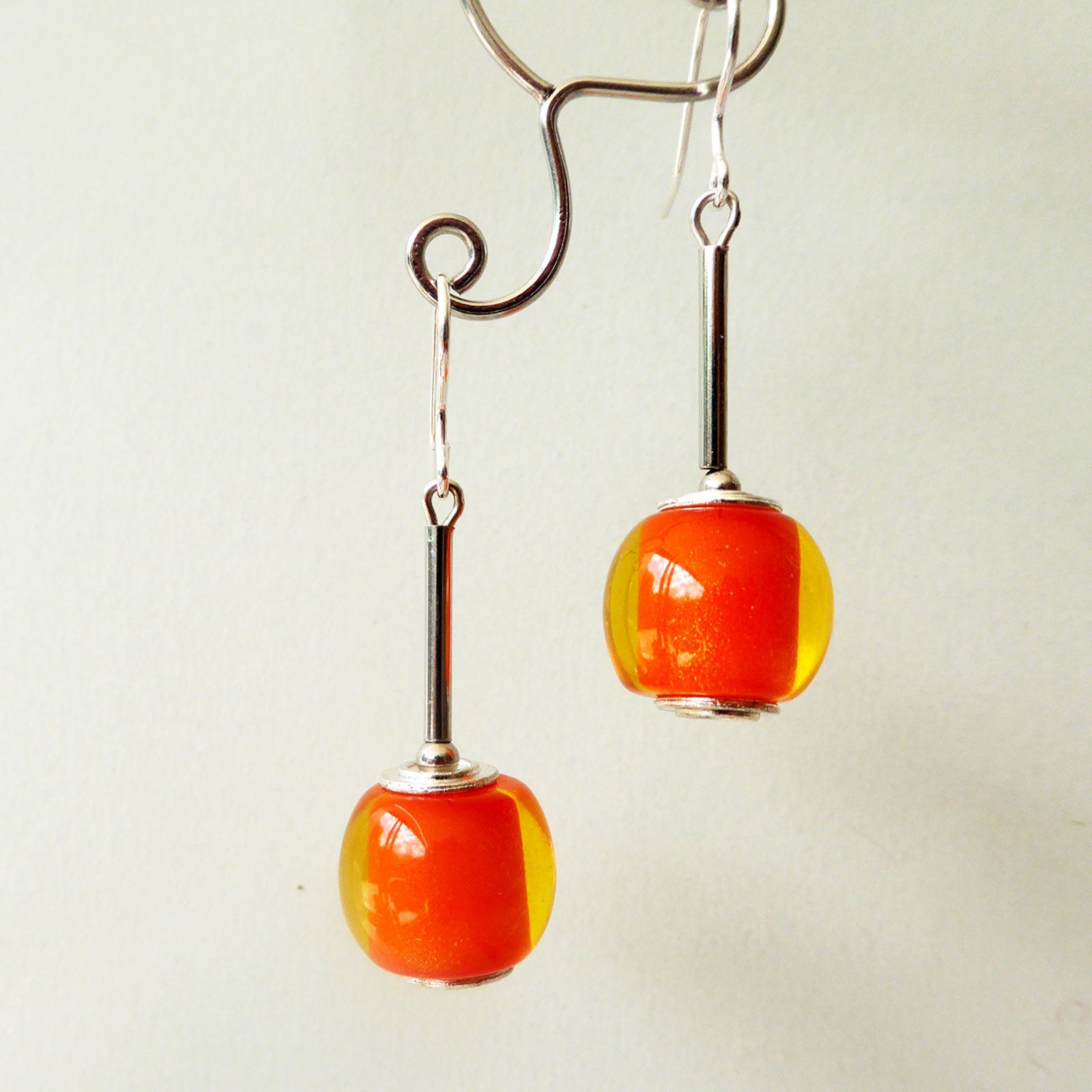 Orange Zsiska long drop earrings