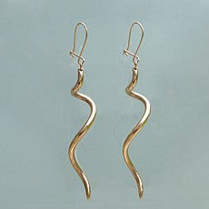 Hallmarked 9ct gold long spiral earrings