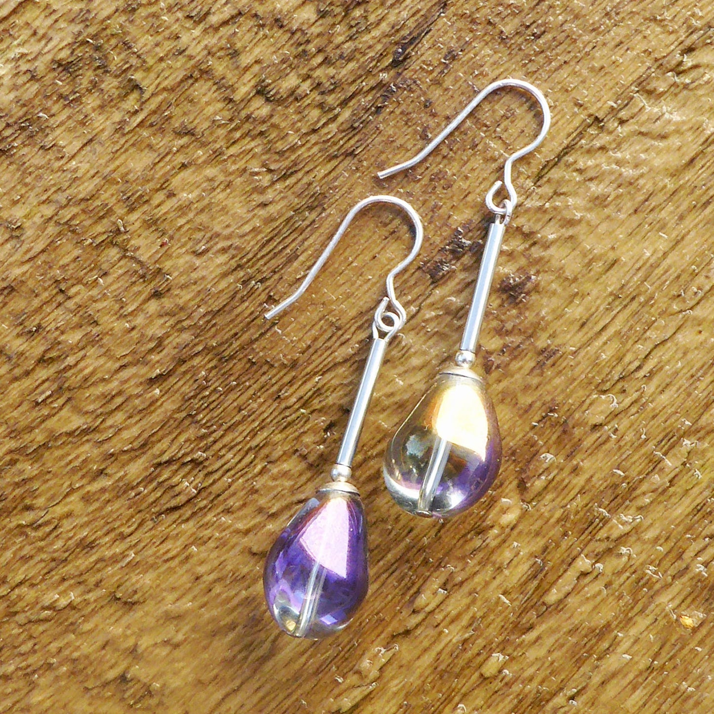 AB crystal long drop earrings