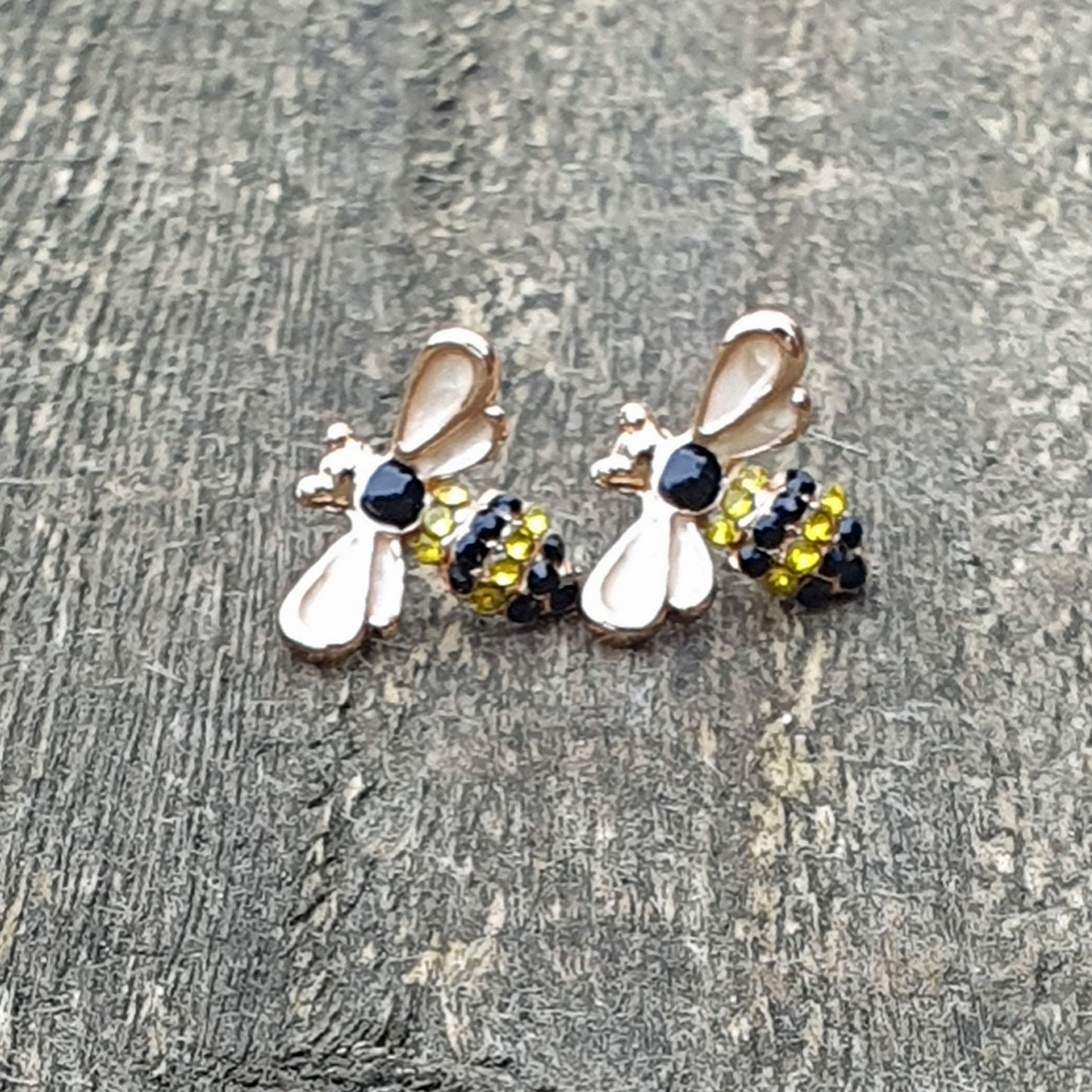 Gold plated diamante bee studs