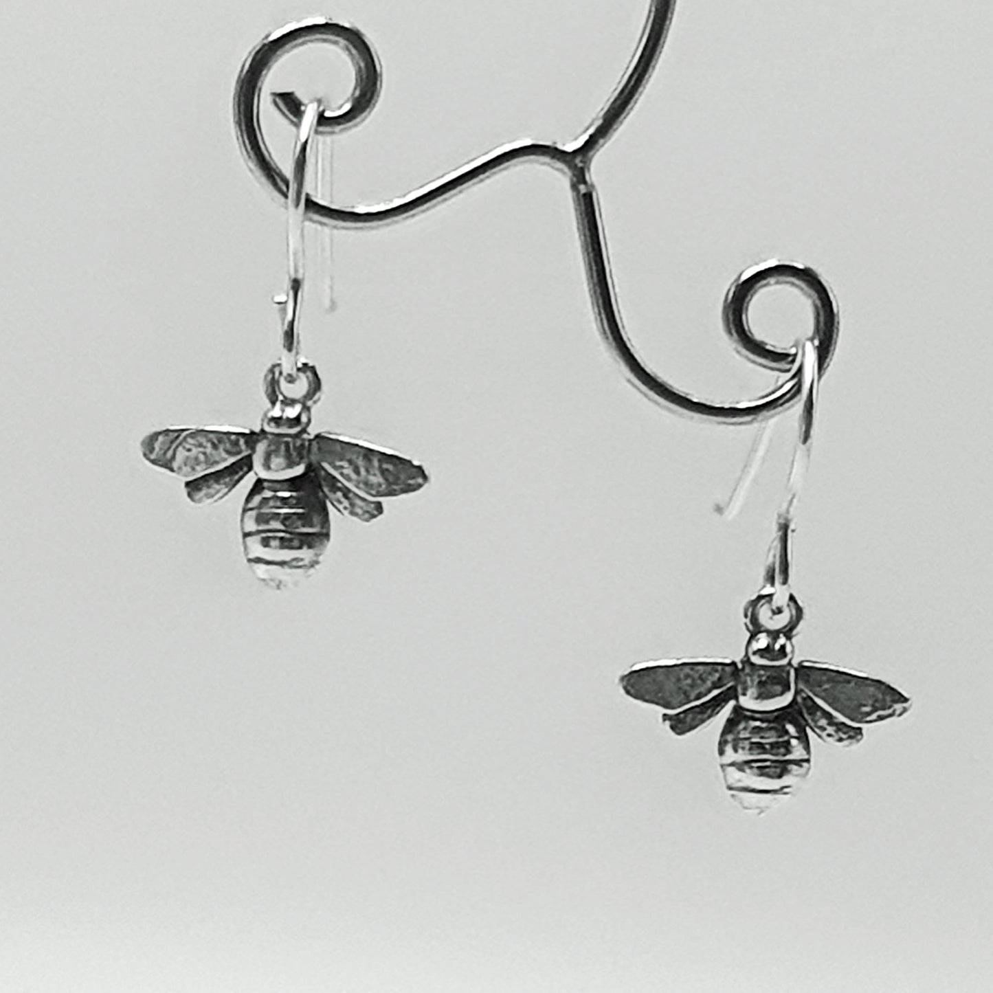 Sterling silver bees on a short ear wire