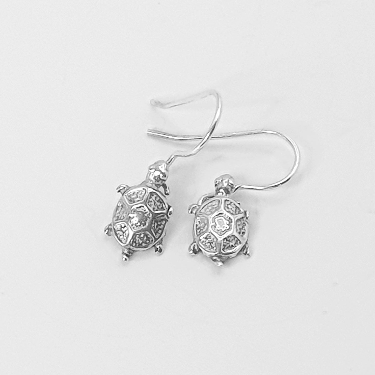 Sterling silver turtle drop earrings